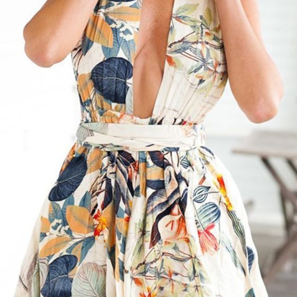 Floral Print Romper Tie Wear Various Styles
